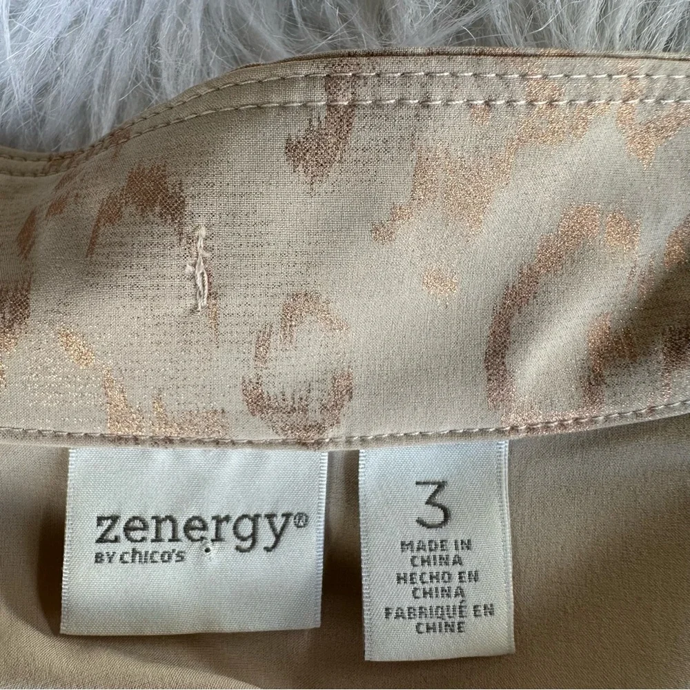 Chico’s Vest Jacket Rosegold Leopard Animal Print Sleeveless Zip Up Preppy 3 XL - Picture 4 of 6